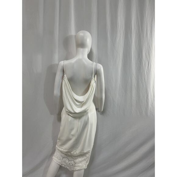 Tadashi Shoji 'Draped' White Sleeveless Lace-Trimmed Midi-Dress Size S - Picture 3 of 5